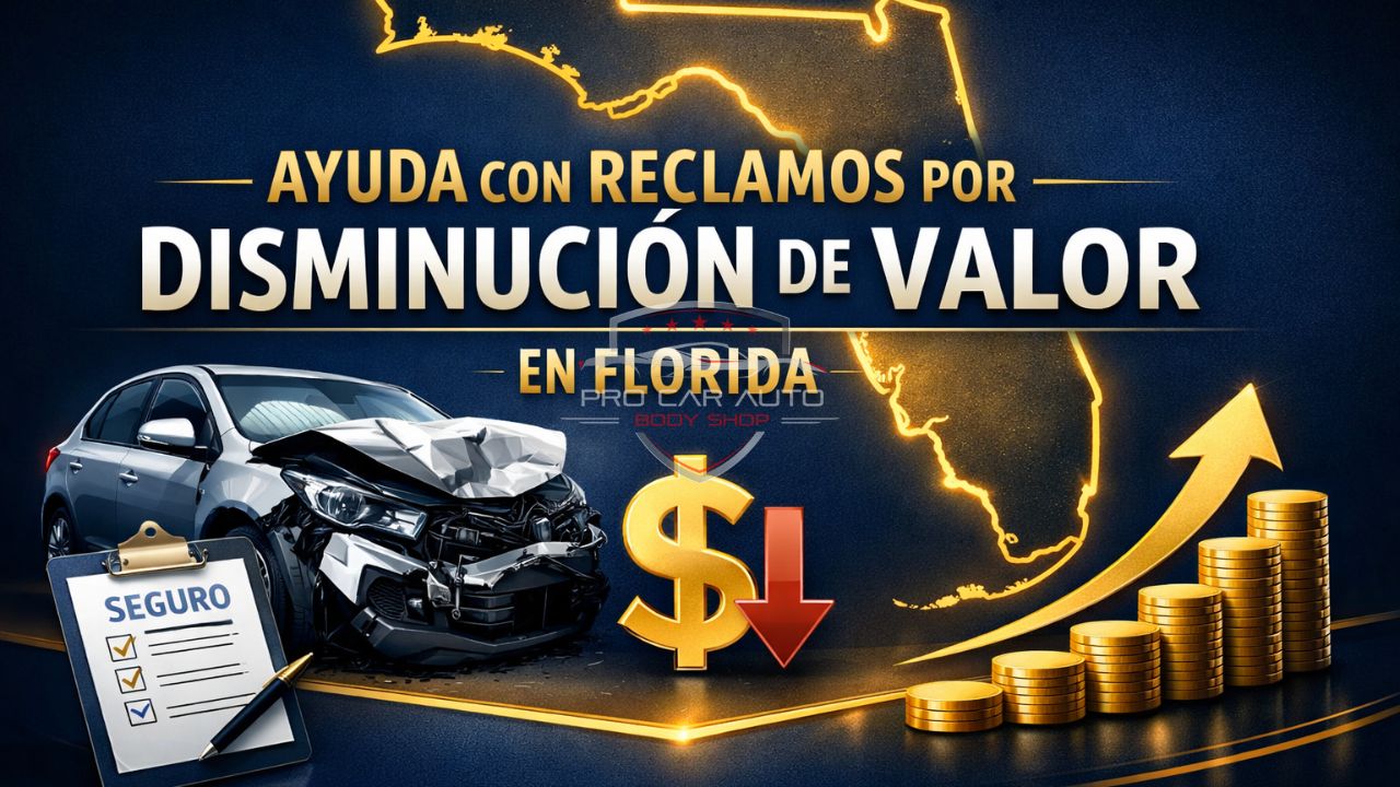 Ayuda con reclamos por disminución de valor en Florida después de accidente de auto, taller de carrocería en Pompano Beach especializado en seguros